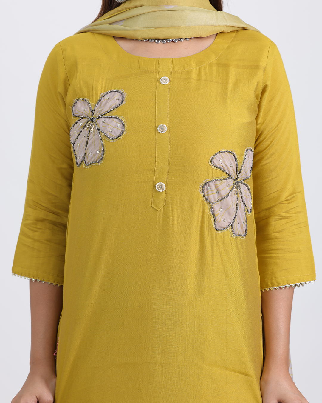 Pure Silk Yellow Suit with Digital Print Silk Dupatta