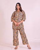 Pure Cotton Beige and Black Chittah Print Coord Set with Sparkle Work