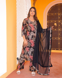 Pure Muslin Silk Black Angrakha Suit