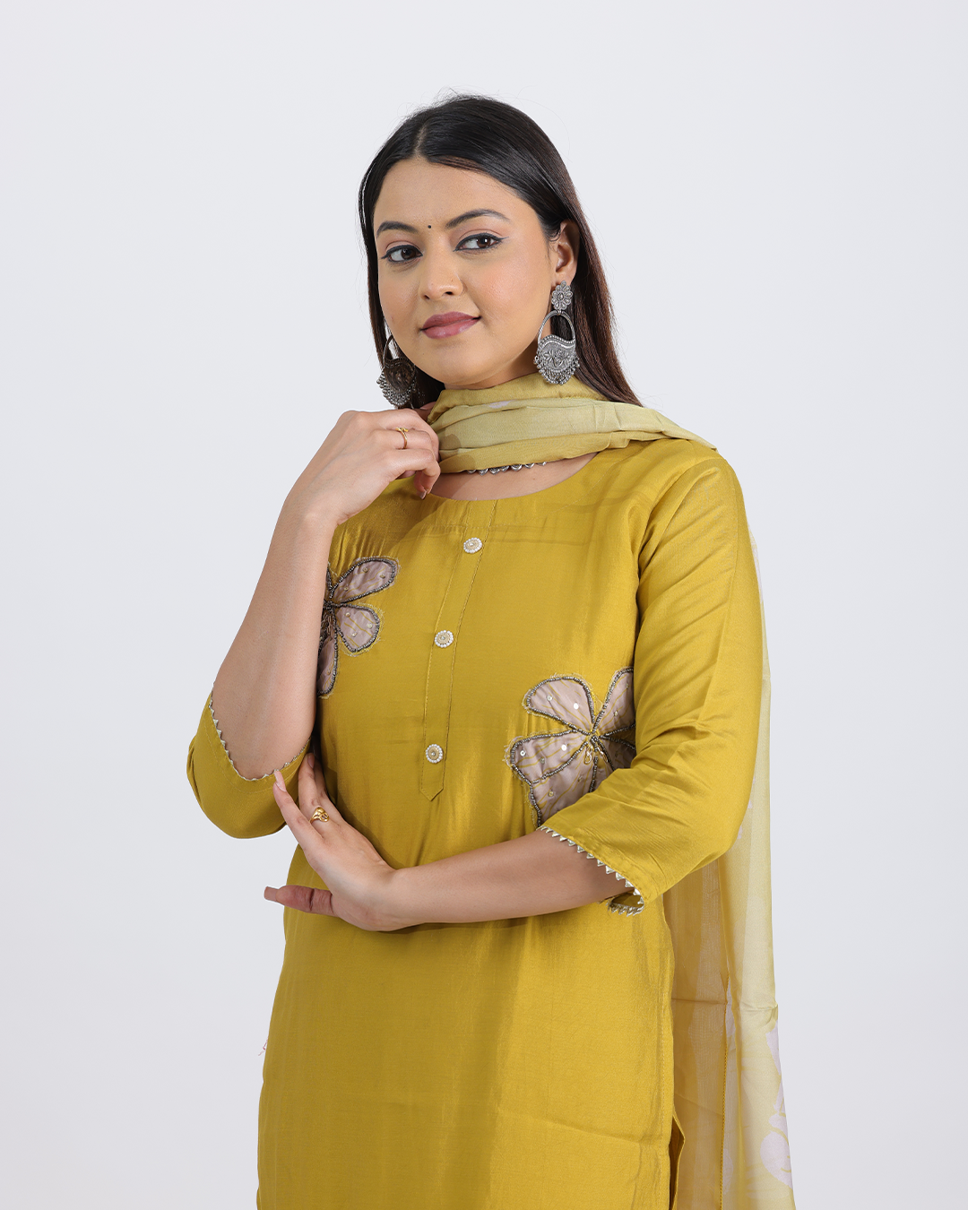 Pure Silk Yellow Suit with Digital Print Silk Dupatta