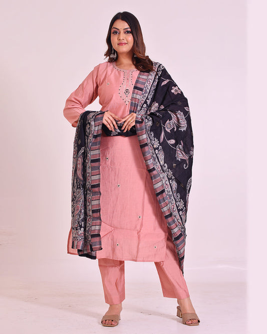 Modal Silk Suit with Paithani Work and Digital Print Dupatta