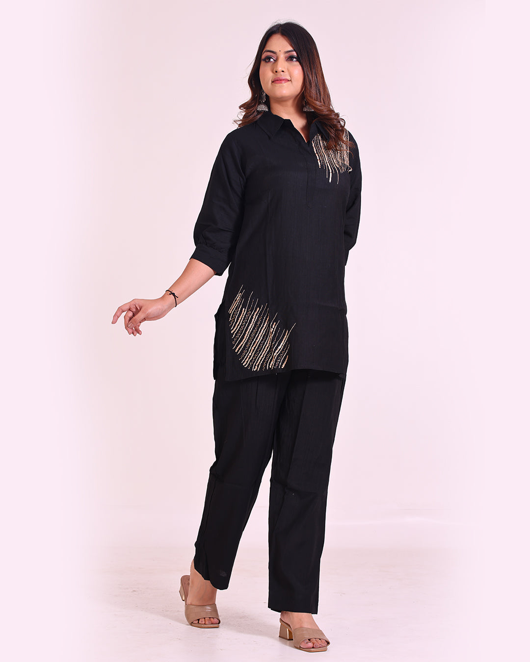 Vatican Silk Black Coord Set with Exquisite Zardozi Work