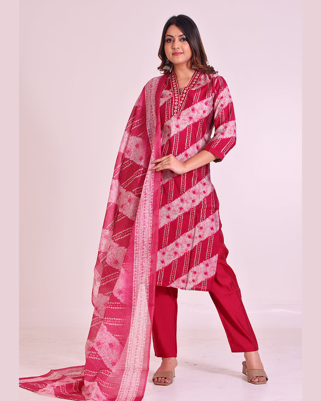 Pure Muslin Silk Suit with Paithani Work and Digital Print Dupatta in Pink