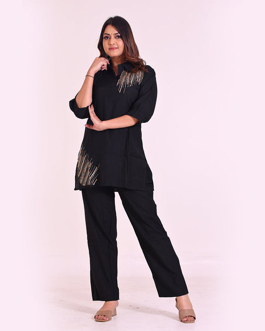 Vatican Silk Black Coord Set with Exquisite Zardozi Work