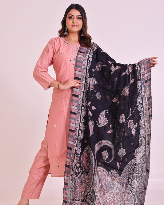 Modal Silk Suit with Paithani Work and Digital Print Dupatta