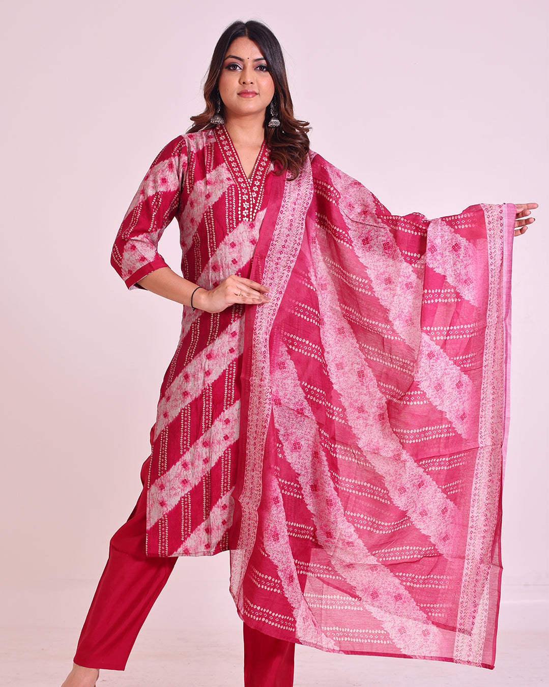 Pure Muslin Silk Suit with Paithani Work and Digital Print Dupatta in Pink