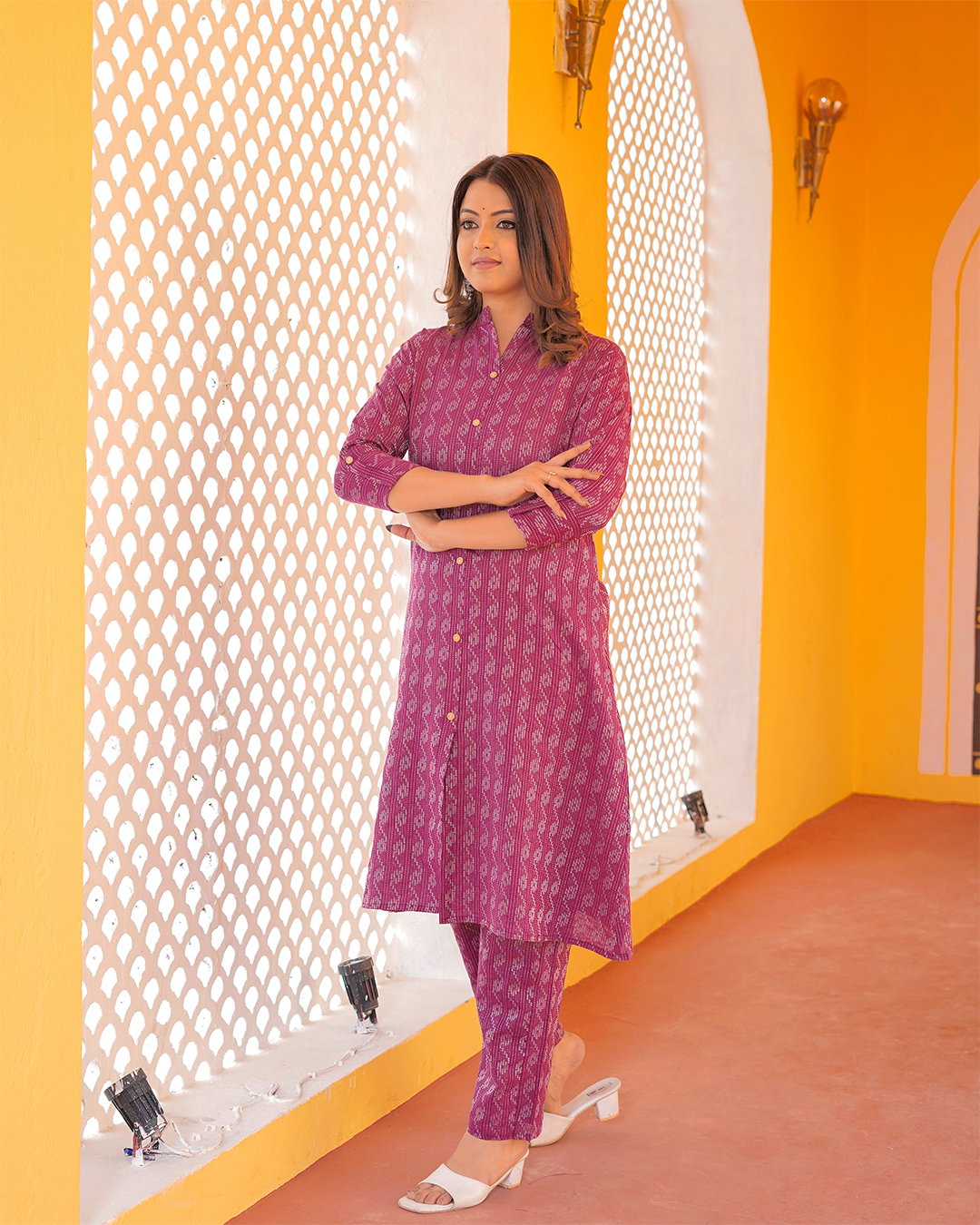 Pure Cotton Katha Print Kurta Pant Set