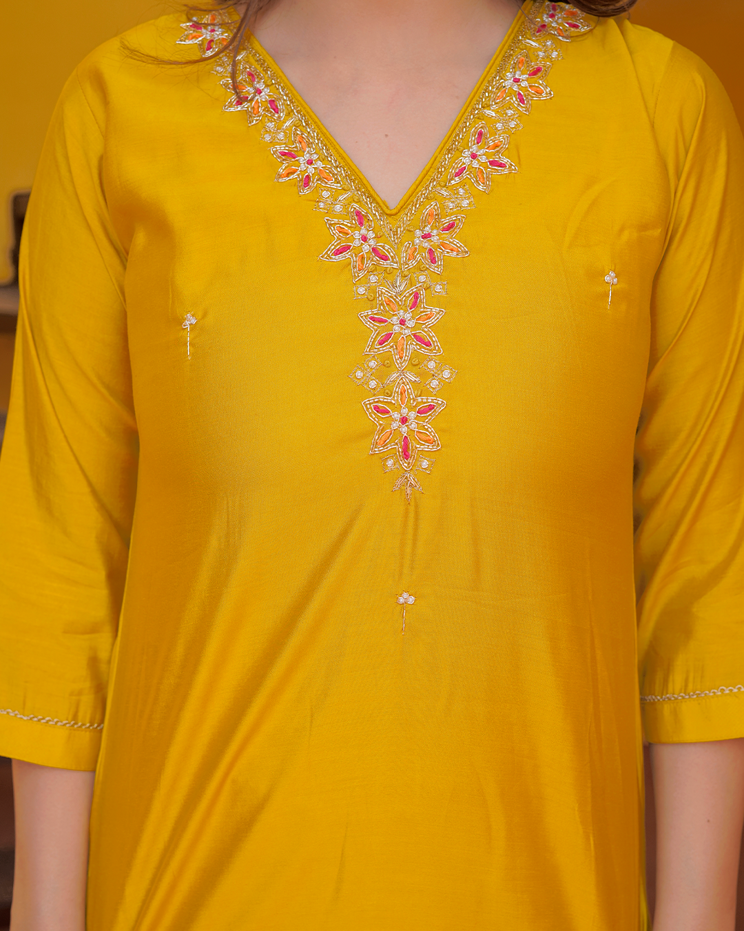 Pure Banarasi Silk Yellow Dupatta Pant Set