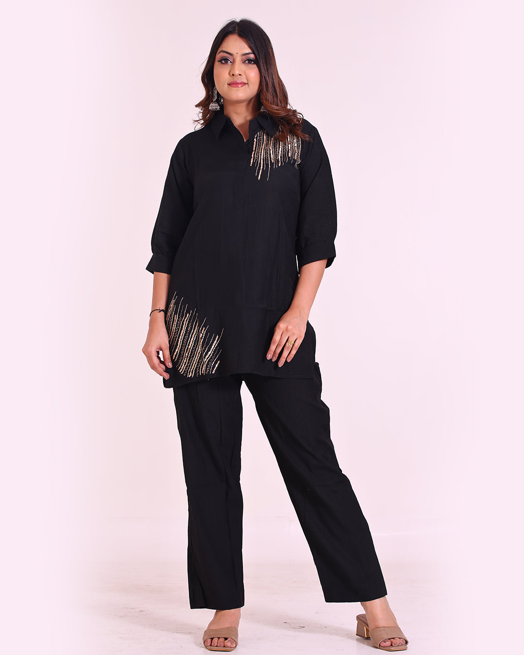Vatican Silk Black Coord Set with Exquisite Zardozi Work