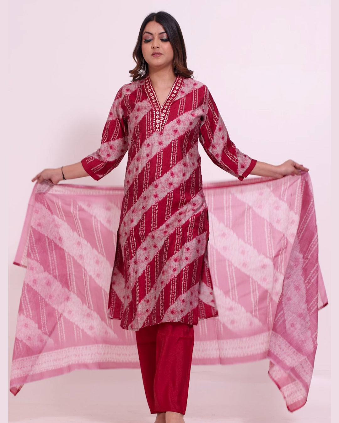 Pure Muslin Silk Suit with Paithani Work and Digital Print Dupatta in Pink
