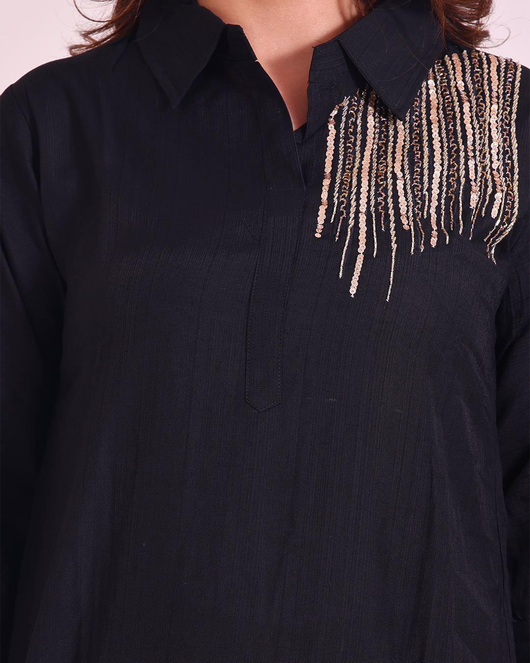 Vatican Silk Black Coord Set with Exquisite Zardozi Work