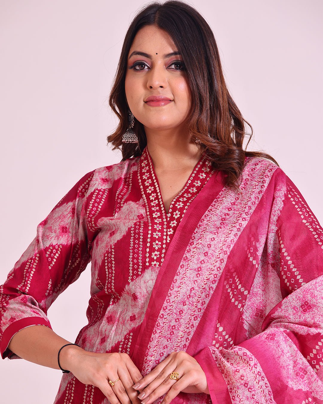 Pure Muslin Silk Suit with Paithani Work and Digital Print Dupatta in Pink