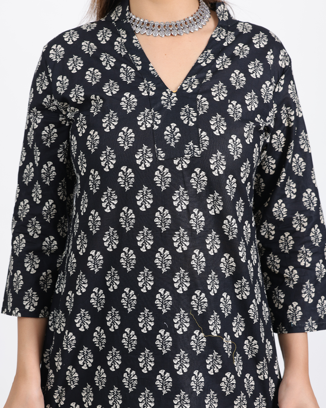 Pure Cotton Black Bagru Print Kurta Pant Set
