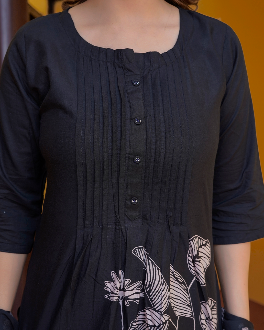 Pure Cotton Black Frock Suit with Cotton Dupatta