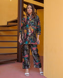 Pure Muslin Silk Black Coord Set with Sparkle Work