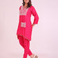 Pure Vatican Silk Tunic Coord Set with Pearl and Mirror Work in Pink