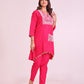 Pure Vatican Silk Tunic Coord Set with Pearl and Mirror Work in Pink