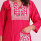 Pure Vatican Silk Tunic Coord Set with Pearl and Mirror Work in Pink