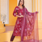 Pure Muslin Silk Maroon Suit with Digital Print Dupatta and Pearl & Sequence Work