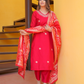 Pure silk Red suit with paithani work andheavy banarsi dupatta