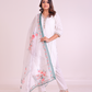 Pure Cotton White Chikankari Suit with Lace Work on Neck and Organza Dupatta
