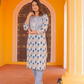 Pure cotton white and sky blue kurta pant set