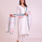 Pure Cotton White Chikankari Suit with Lace Work on Neck and Organza Dupatta