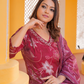 Pure Muslin Silk Maroon Suit with Digital Print Dupatta and Pearl & Sequence Work