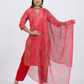 Pure Muslin Silk Suit with Paithani Work and Digital Print Dupatta in Red