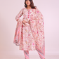 Pure Cotton Off-White and Baby Pink Digital Print Dupatta Set