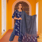 Pure Cotton Royal Blue Batik Print Dupatta Set