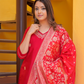 Pure silk Red suit with paithani work andheavy banarsi dupatta