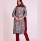 Grey and Maroon Pure Muslin Suit with Silk Dupatta and Pathni Work