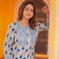 Pure cotton white and sky blue kurta pant set