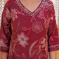 Pure Muslin Silk Maroon Suit with Digital Print Dupatta and Pearl & Sequence Work