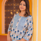 Pure cotton white and sky blue kurta pant set