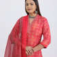 Pure Muslin Silk Suit with Paithani Work and Digital Print Dupatta in Red