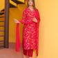 Pure Silk Red and Pink Dupatta Set with Zardozi Work