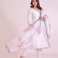 Pure Cotton White Chikankari Suit with Lace Work on Neck and Organza Dupatta