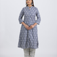 Pure Cotton Blue and White Kurta Pant Set in Bagru Print