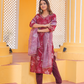 Pure Muslin Silk Maroon Suit with Digital Print Dupatta and Pearl & Sequence Work