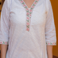 Pure Cotton White Chikankari Suit with Lace Work on Neck and Organza Dupatta
