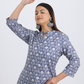 Pure Cotton Blue and White Kurta Pant Set in Bagru Print