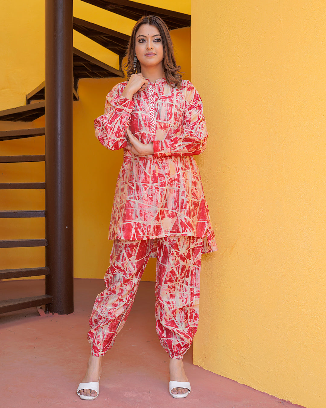 Pure Muslin Silk Coord Set with Sparkle Work
