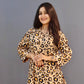 Pure Cotton Beige and Black Chittah Print Coord Set with Sparkle Work