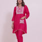 Pure Vatican Silk Tunic Coord Set with Pearl and Mirror Work in Pink