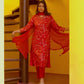 Pure Silk Red and Pink Dupatta Set with Zardozi Work