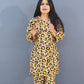 Pure Cotton Beige and Black Chittah Print Coord Set with Sparkle Work