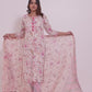 Pure Cotton Off-White and Baby Pink Digital Print Dupatta Set