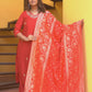 Pure silk Red suit with paithani work andheavy banarsi dupatta